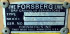 Used Forsberg Destoner, Model G-6, Carbon Steel. Screen 41