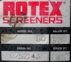 Used Rotex Screener, Model 803A-AL/SS, 304 Stainless Steel. Approximately 40
