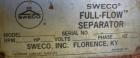 Used Sweco Full Flow Ellipitical Motion Rectangular Separator, Model EM-3A, Pre-Tension Screen Design, 304 Stainless Steel. Approximately 46