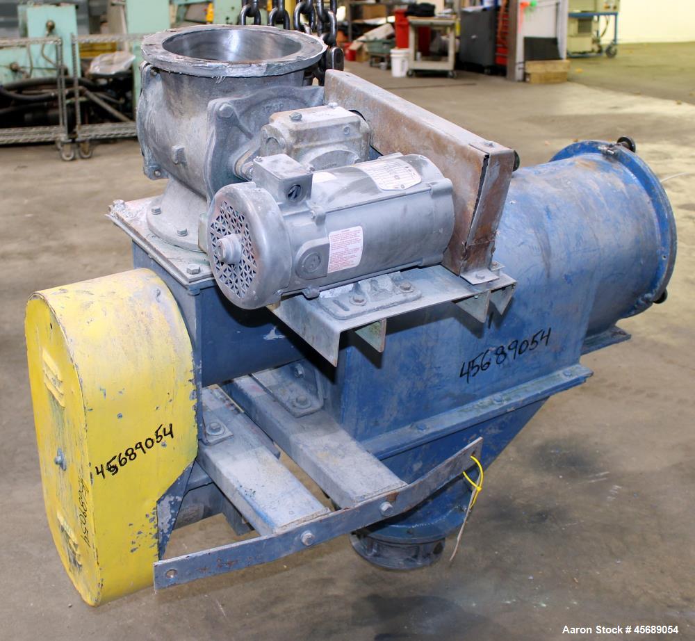Used Centrifugal Sifter, 304 Stainless Steel. Approximate 8" diameter x 24" long screening chamber with a stainless steel helical rotor. Side access door. 6" Bottom fines outlet, 5" end overs outlet,...