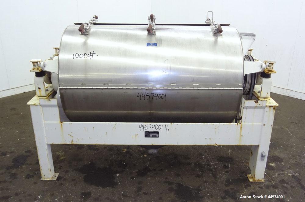 Used Buhler Vibro-Sifter, Model MKVA-56/12K.  Capacity 2000 kg/hr depending on product.  Approximately 22” diameter x 48” long 316 stainless steel vibrating sieve cage, no sieve.  (1) Carbon steel sh...