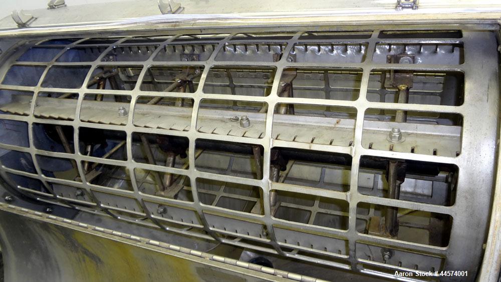 Used Buhler Vibro-Sifter, Model MKVA-56/12K.  Capacity 2000 kg/hr depending on product.  Approximately 22” diameter x 48” long 316 stainless steel vibrating sieve cage, no sieve.  (1) Carbon steel sh...
