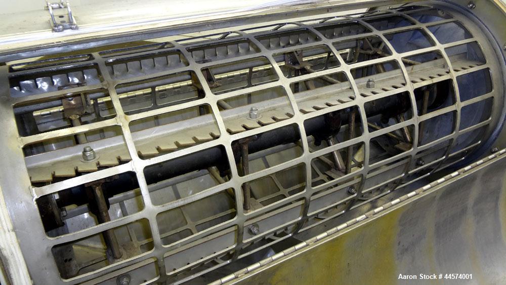 Used Buhler Vibro-Sifter, Model MKVA-56/12K.  Capacity 2000 kg/hr depending on product.  Approximately 22” diameter x 48” long 316 stainless steel vibrating sieve cage, no sieve.  (1) Carbon steel sh...