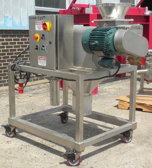 Used Gericke Centrifugal Sifter, Type CSM 722 MK2, 316 stainless Steel. Approximate 6" diameter x 22 long screen chamber, (4) bolt on blades. Driven by a 3 hp, 3/60/230/460 volt, 1755 rpm XP motor. S...