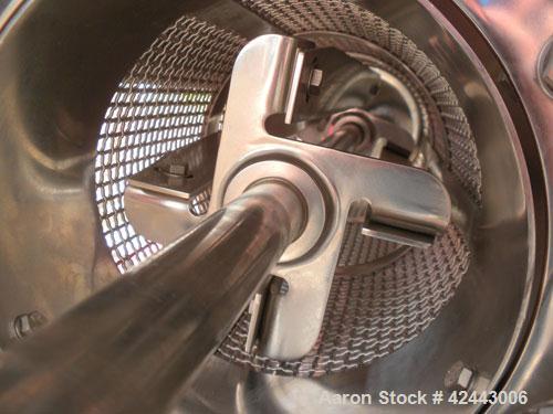 Used Gericke Centrifugal Sifter, Type CSM 722 MK2, 316 stainless Steel. Approximate 6" diameter x 22 long screen chamber, (4) bolt on blades. Driven by a 3 hp, 3/60/230/460 volt, 1755 rpm XP motor. S...