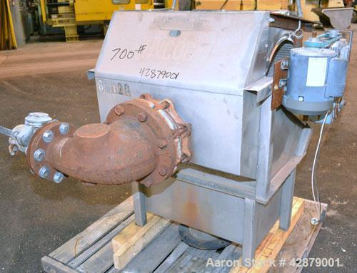 Used Hycor Rotostrainer Automatic Wedgewire Screen, Model RSA2524-1, Type 2524-1 X .020, 304 Stainless Steel. 25" Diameter x 24" wide rotary wedgewire screen. Manual knife doctor blade, internal drum...