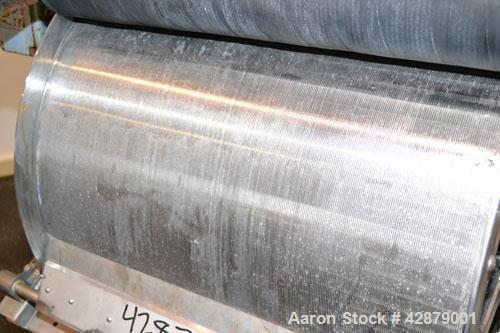 Used Hycor Rotostrainer Automatic Wedgewire Screen, Model RSA2524-1, Type 2524-1 X .020, 304 Stainless Steel. 25" Diameter x 24" wide rotary wedgewire screen. Manual knife doctor blade, internal drum...