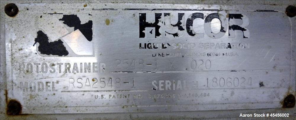 Used Stainless Steel Hycor Rotostrainer, Model RSA2548-1