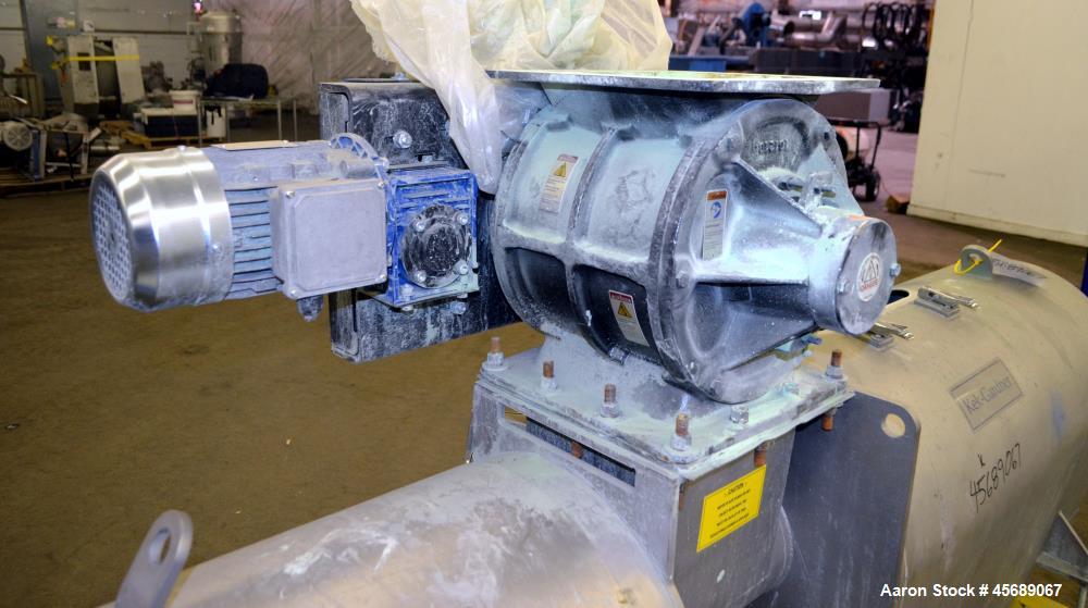 Used Kek-Gardner Centrifugal Sifter, Model K800C, 304 Stainless Steel. Approximate 10" Diameter x 32" long screening chamber with helical rotor. Side and end access doors. 10" Bottom fines outlet, 8"...