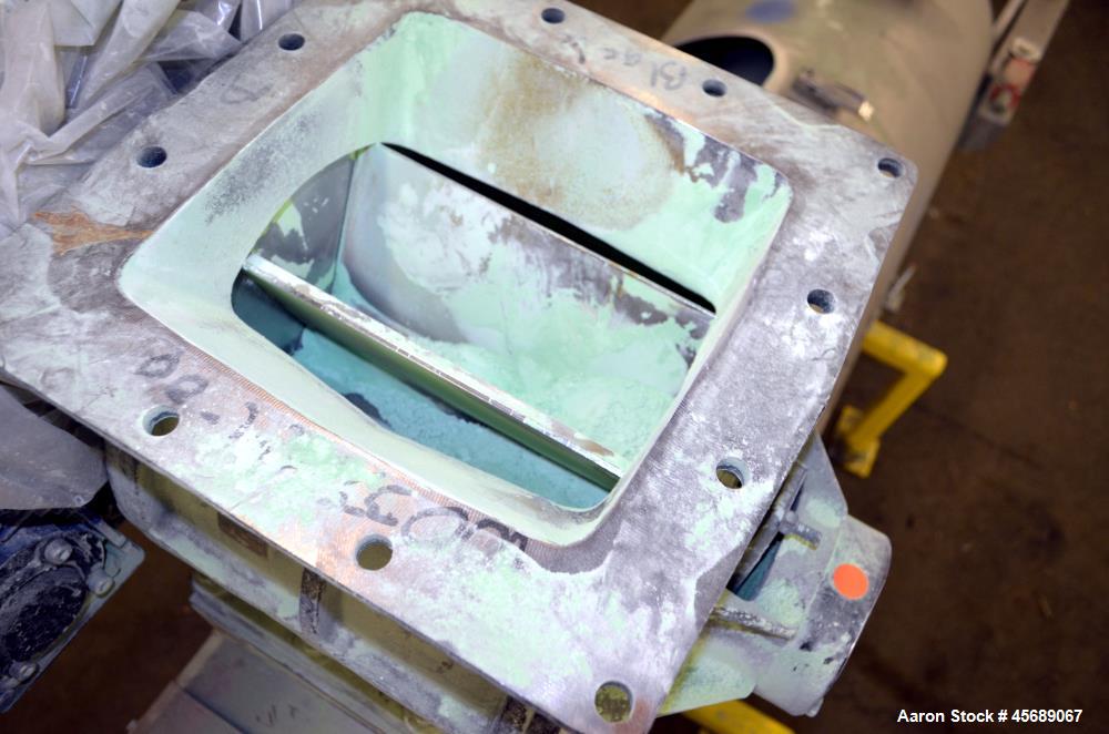 Used Kek-Gardner Centrifugal Sifter, Model K800C, 304 Stainless Steel. Approximate 10" Diameter x 32" long screening chamber with helical rotor. Side and end access doors. 10" Bottom fines outlet, 8"...