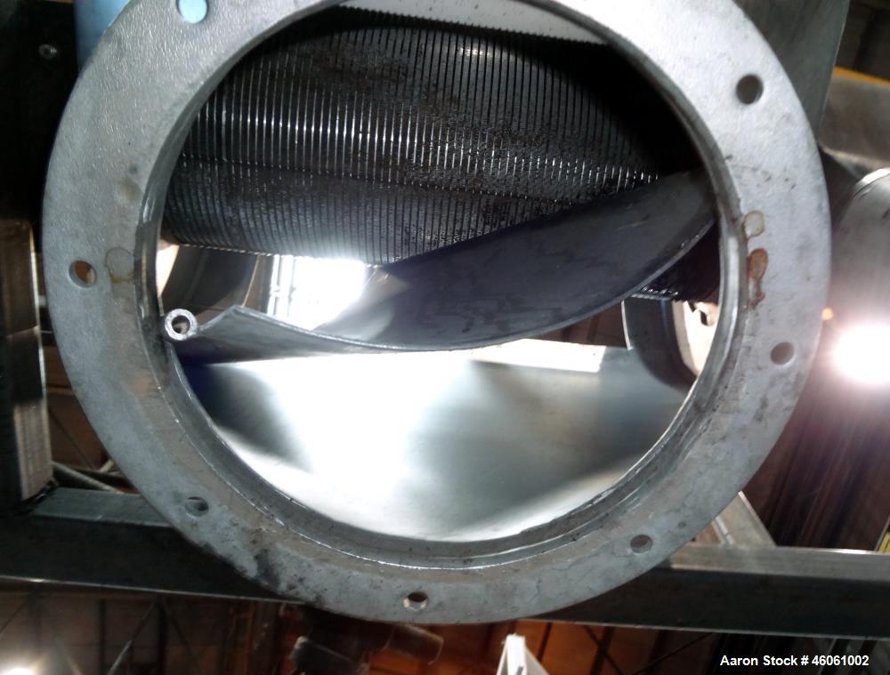 Used Kason Centri-Sifter, Model MO-SS, Carbon steel housing. Approximate 10" Diameter x 24" long 304 stainless steel rotor. Side access doors, 6.5" diameter top inlet with a screw feeder, 10" diamete...