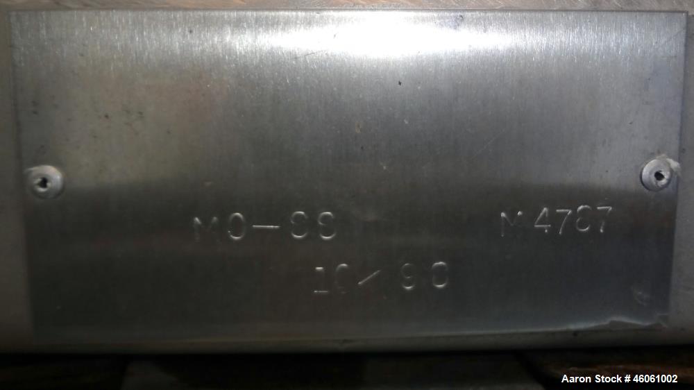 Used Kason Centri-Sifter, Model MO-SS, Carbon steel housing. Approximate 10" Diameter x 24" long 304 stainless steel rotor. Side access doors, 6.5" diameter top inlet with a screw feeder, 10" diamete...