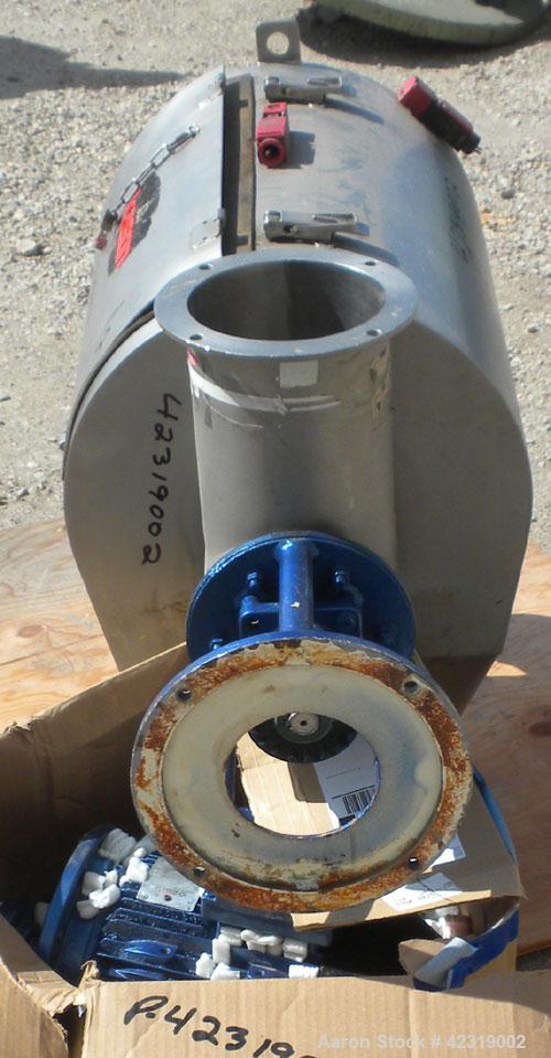 Used Kason Centri-Sifter, 304 Stainless Steel. Approximate 10" diameter x 22" long rotor with (4) helical blades with brushes, missing screen housing. Approximate 6" diameter screw feed. Driven by a ...