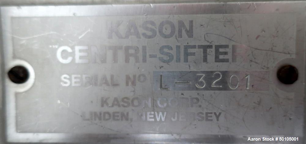 Used Kason Portable Centri Centrifugal Sifter, 304 Stainless Steel.