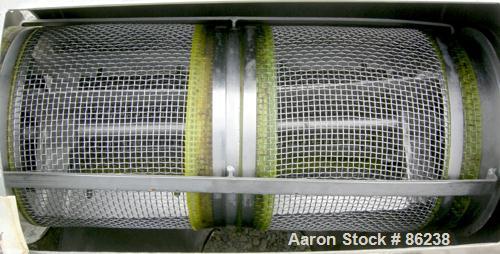 Used Kason Centri-Sifter, 304 Stainless Steel. Approximate 12" diameter x 24" long screen section, (4) helical blades. Approxiamte 6" diameter x 8" long screw feed, driven by a 1.5 HP, 180 Volt DC mo...