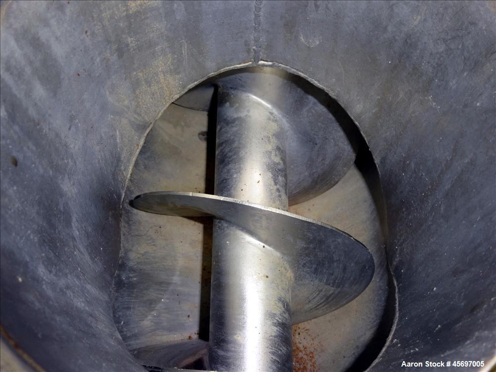 Used Kemutec (KEK) Centrifugal Sifter Model K-650. Approximate 12" Diameter x 24" long 316 Stainless Steel Chamber. 6" Diameter x 10" long 304 stainless steel screw, 20" x 20" 304 stainless steel top...