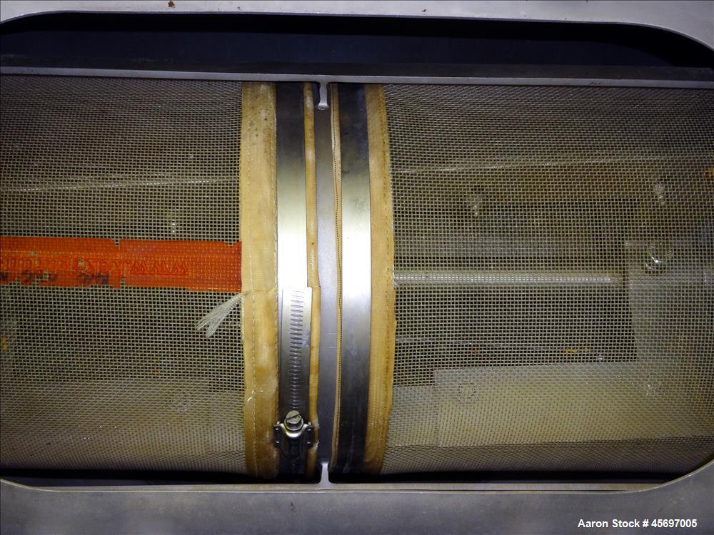 Used Kemutec (KEK) Centrifugal Sifter Model K-650. Approximate 12" Diameter x 24" long 316 Stainless Steel Chamber. 6" Diameter x 10" long 304 stainless steel screw, 20" x 20" 304 stainless steel top...