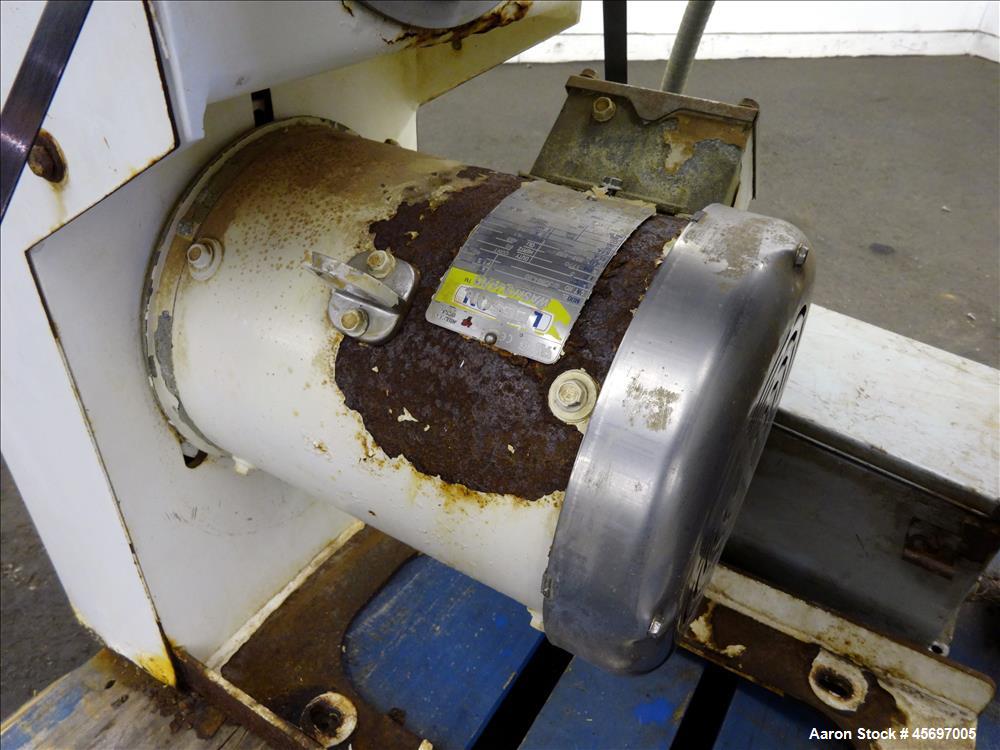Used Kemutec (KEK) Centrifugal Sifter Model K-650. Approximate 12" Diameter x 24" long 316 Stainless Steel Chamber. 6" Diameter x 10" long 304 stainless steel screw, 20" x 20" 304 stainless steel top...