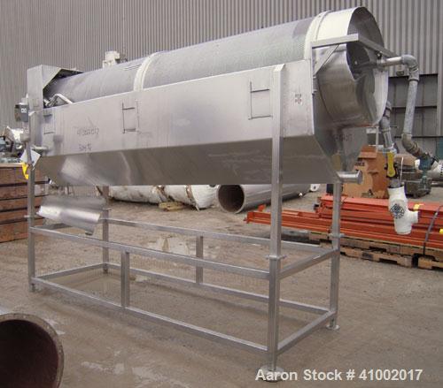 Used A.K. Robins & Company Inclined  Rotary Cooler, Model IRC72, 304 stainless steel. Inclined horizontal perforated drum 30" diameter x 120" long, driven by a 3/4 hp, 3/60/208-230/460 volt, 1750 rpm...