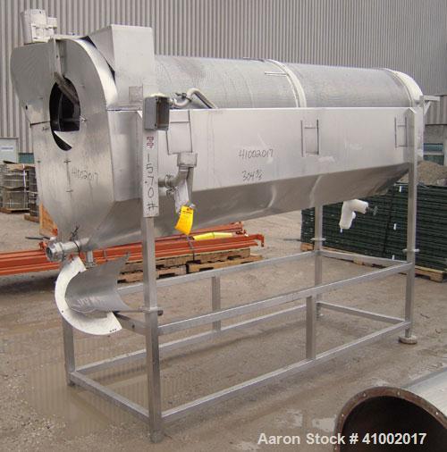 Used A.K. Robins & Company Inclined  Rotary Cooler, Model IRC72, 304 stainless steel. Inclined horizontal perforated drum 30" diameter x 120" long, driven by a 3/4 hp, 3/60/208-230/460 volt, 1750 rpm...