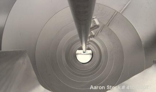 Used A.K. Robins & Company Rotary Underwater Reel Cooler, Model URC72, 304 stainless seel. Horizontal perforated drum 30" diameter x 120" long, driven by an approximately 3/4 hp gearmotor, ratio 50 t...