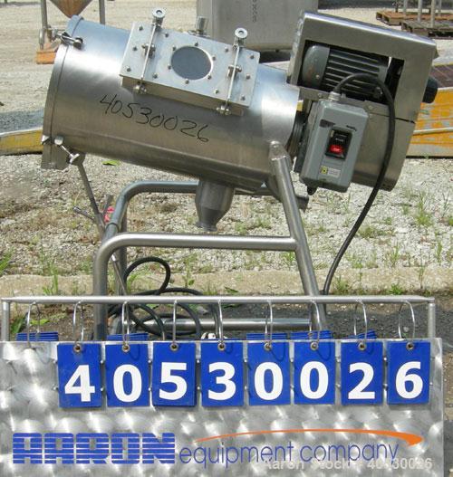 Used- Rotary Screener/Separator, 304 stainless steel. Approximate 5" diameter x 16" long filter chamber with cloth. Approxim...