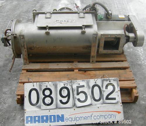 Used Rotary Sifter, 321 Stainless Steel. Approximate 8" diameter x 20" long chamber, helical blade rotor. Driven by a 2 hp, 3/60/208-230/460 volt, 1140 rpm motor. Side access door, 6" x 6" top feed w...