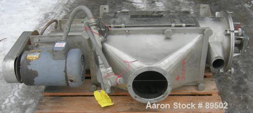 Used Rotary Sifter, 321 Stainless Steel. Approximate 8" diameter x 20" long chamber, helical blade rotor. Driven by a 2 hp, 3/60/208-230/460 volt, 1140 rpm motor. Side access door, 6" x 6" top feed w...