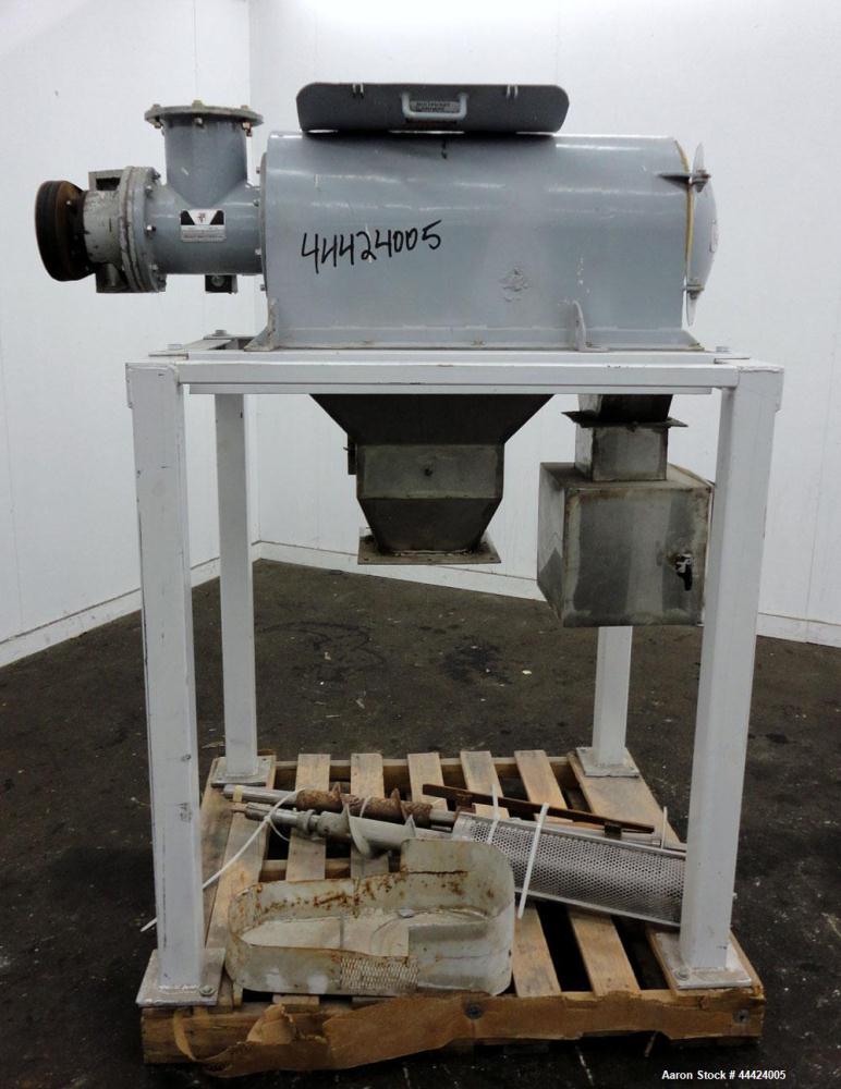 Used Prater Industries Rota-Sieve, Model 150 RS.  Carbon steel housing, screw feed, driven by a 3 hp, 3/60/208-230/460 volt, 1725 rpm motor.  6" Top feed, end overs outlet, bottom fines outlet. Mount...