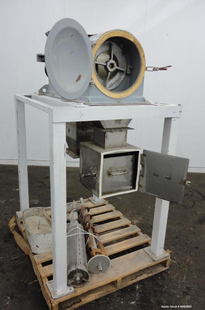 Used Prater Industries Rota-Sieve, Model 150 RS.  Carbon steel housing, screw feed, driven by a 3 hp, 3/60/208-230/460 volt, 1725 rpm motor.  6" Top feed, end overs outlet, bottom fines outlet. Mount...