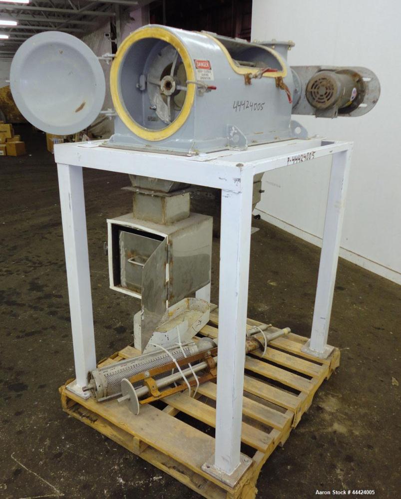 Used Prater Industries Rota-Sieve, Model 150 RS.  Carbon steel housing, screw feed, driven by a 3 hp, 3/60/208-230/460 volt, 1725 rpm motor.  6" Top feed, end overs outlet, bottom fines outlet. Mount...
