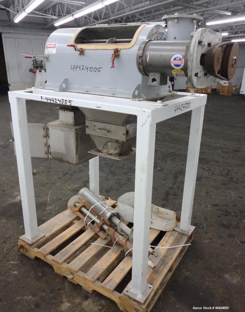 Used Prater Industries Rota-Sieve, Model 150 RS.  Carbon steel housing, screw feed, driven by a 3 hp, 3/60/208-230/460 volt, 1725 rpm motor.  6" Top feed, end overs outlet, bottom fines outlet. Mount...