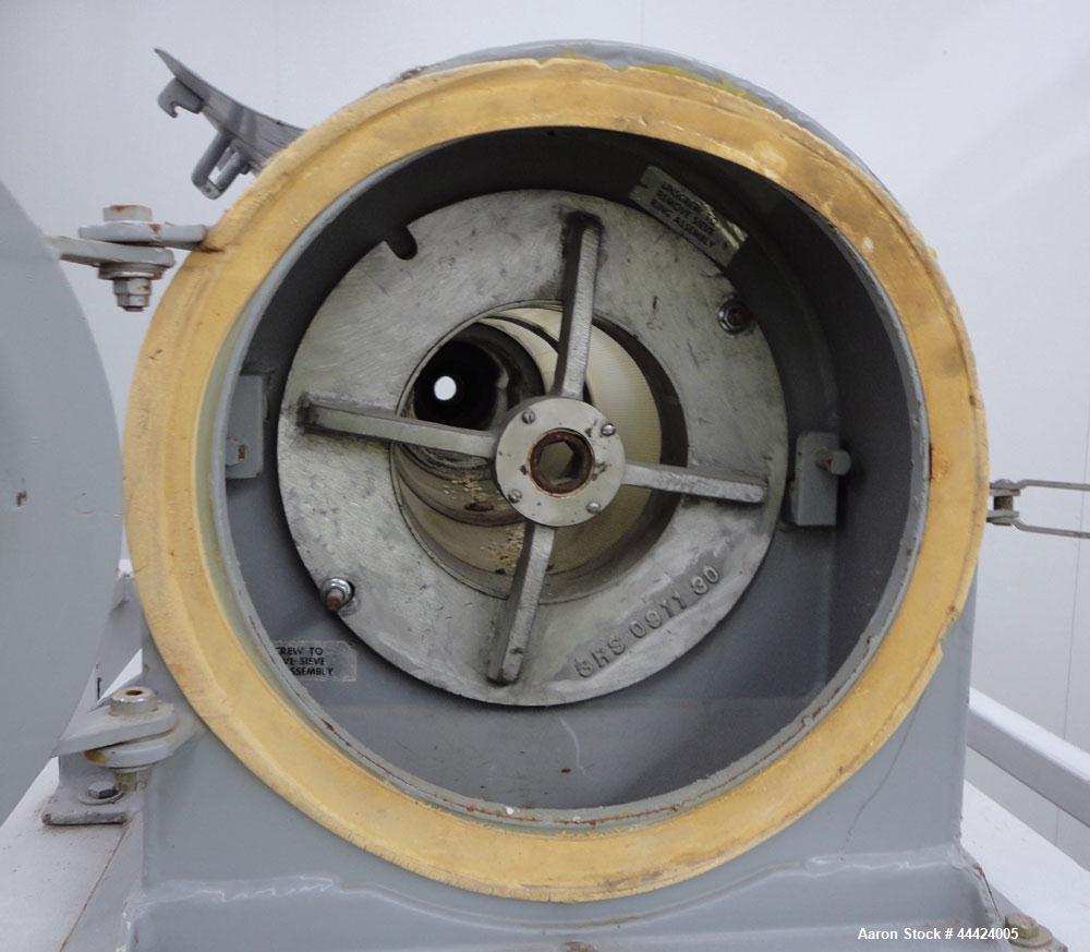 Used Prater Industries Rota-Sieve, Model 150 RS.  Carbon steel housing, screw feed, driven by a 3 hp, 3/60/208-230/460 volt, 1725 rpm motor.  6" Top feed, end overs outlet, bottom fines outlet. Mount...