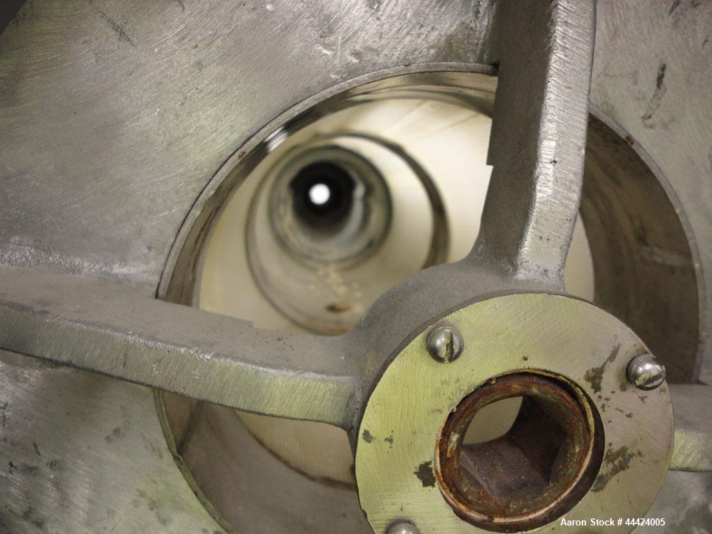 Used Prater Industries Rota-Sieve, Model 150 RS.  Carbon steel housing, screw feed, driven by a 3 hp, 3/60/208-230/460 volt, 1725 rpm motor.  6" Top feed, end overs outlet, bottom fines outlet. Mount...