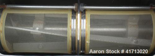 Used Prater Industries Rota-Sieve Centrifugal Sifter, Model RS-91C, 304 Stainless Steel. Approximate 8" diameter x 23" long plastic screen section, 410 square inch area, 725 rpm rotor speed. Approxim...