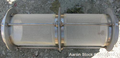 Used Prater Industries Rotary Sieve, 316 stainless steel. Approximate 6" diameter x 22 1/2" long inner section with 1/4" diameter holes, approximate 7" diameter x 24 1/2" long outer screen section wi...