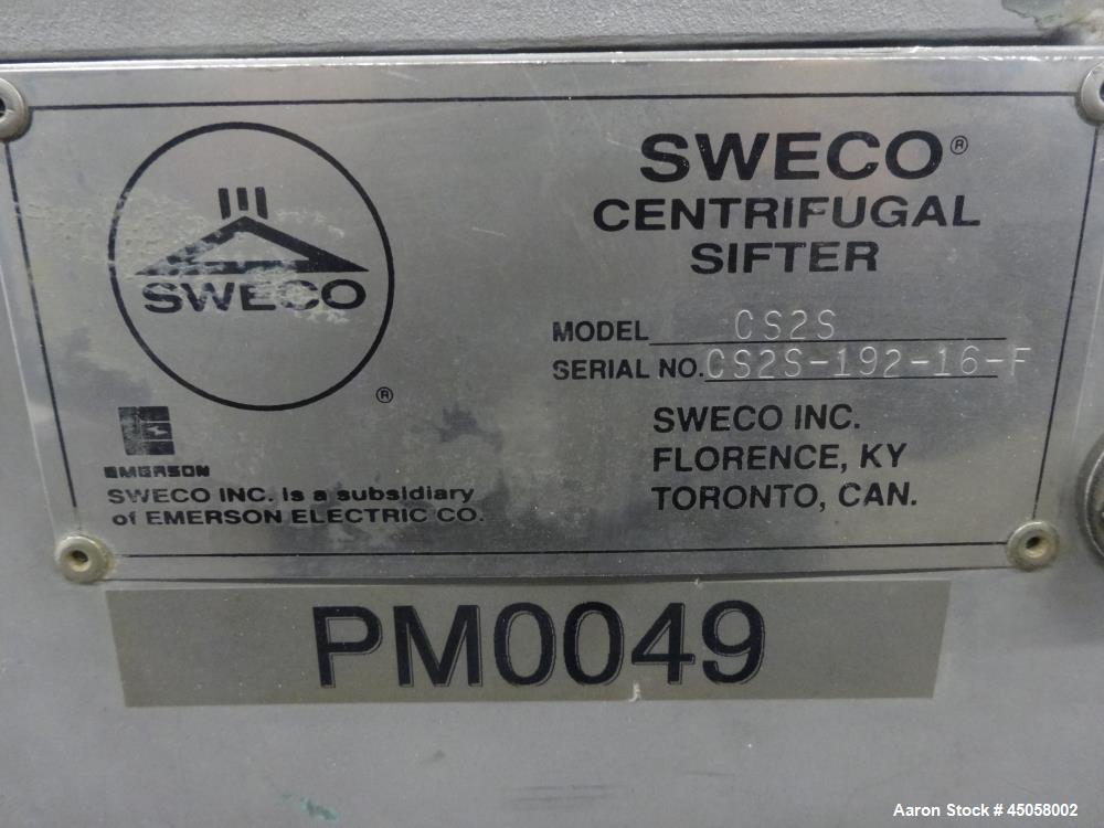 Used Stainless Steel Sweco Centrifugal Sifter