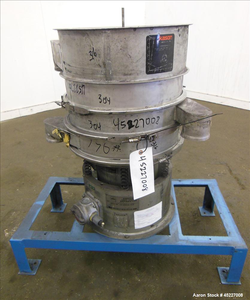 Used-Sweo Vibratory Siever, Model LS18S33, 18" separator, 1/4 hp, 460v, 1140 rpm motor. 3 decks with 1- 150 mesh stainless s...