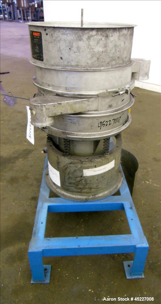 Used Sweo Vibratory Siever, Model LS18S33, 18" separator, 1/4 hp, 460v, 1140 rpm motor. 3 decks with 1- 150 mesh stainless steel wire screen cloth, 1- 325 mesh stainless steel wire screen. Mounted on...