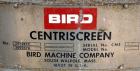 Used Bird Centriscreen, model 18, 316 stainless steel. Approximately 75 hp motor, belt driven