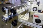 Used KEK Laboratory Centrifugal Rotary Sifter, Stainless Steel. Approximate 2-1/2” diameter x 7” long sifting area with screen, 3 bar rotor, feed screw. Top mounted hopper with a Podmores vibratory h...