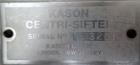 Used Kason Portable Centri Centrifugal Sifter, 304 Stainless Steel.