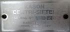 Used- Kason Portable Centri Centrifugal Sifter, 304 Stainless Steel.