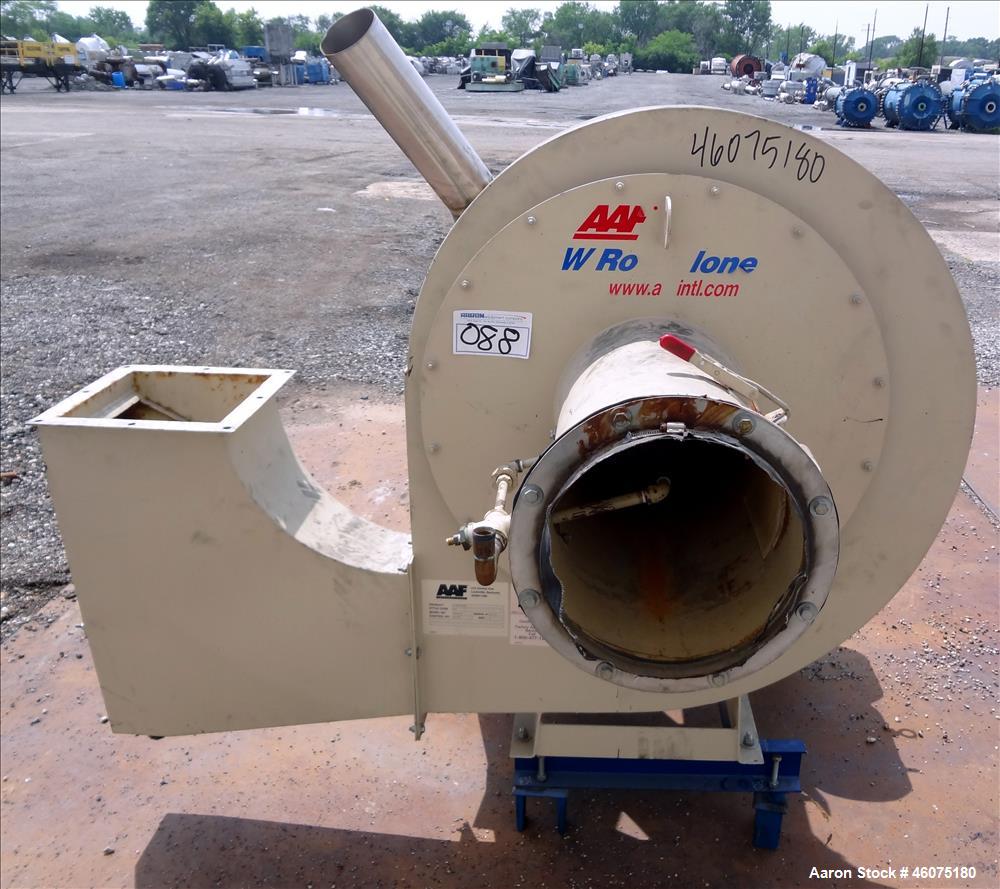Used AAF Type W RotoClone Wet Centrifugal Collector Scrubber, Size 12, Arrangement A, Model 846496-3, Carbon Steel. Capacity 2400 cfm at 2 W.G. at 1750 rpm. Driven by a 5hp, 3/60/230-460 volt, 1750 r...