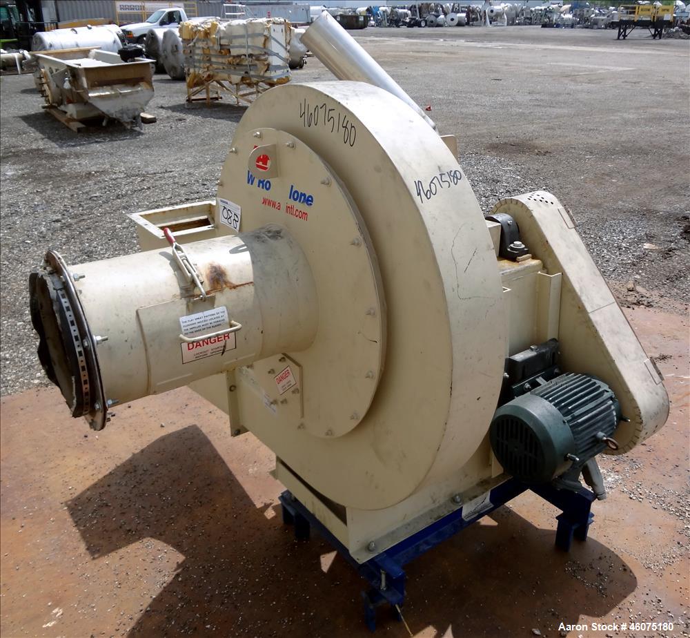 Used AAF Type W RotoClone Wet Centrifugal Collector Scrubber, Size 12, Arrangement A, Model 846496-3, Carbon Steel. Capacity 2400 cfm at 2 W.G. at 1750 rpm. Driven by a 5hp, 3/60/230-460 volt, 1750 r...