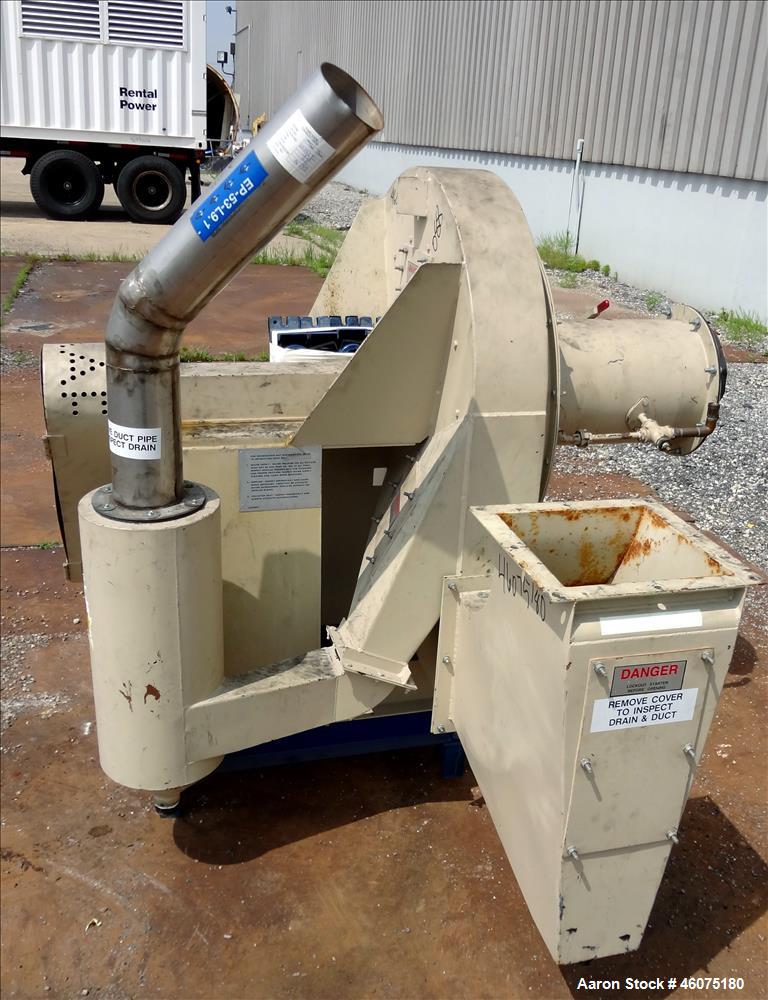 Used AAF Type W RotoClone Wet Centrifugal Collector Scrubber, Size 12, Arrangement A, Model 846496-3, Carbon Steel. Capacity 2400 cfm at 2 W.G. at 1750 rpm. Driven by a 5hp, 3/60/230-460 volt, 1750 r...