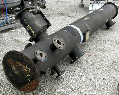 USED: Ceilcote fiberglass scrubber, model SPT 16-84. 500 acfm capacity. 16" Diameter x 157" long chamber, rated -6 W.C. to +12 W.C. at -20 deg F to 125 deg F. 8" Top outlet, 6" side inlet. Openings: ...