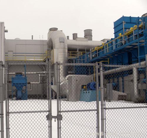 Used MEGTEC Regenerative Thermal Oxidizer with 75,000 SCFM flow volume. The MEGTEC regenerative thermal oxidizer (RTO) is equipped with 5 heat exchange towers; 10 pneumatic poppet valves; 5 purge val...