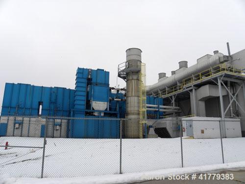 Used MEGTEC Regenerative Thermal Oxidizer with 75,000 SCFM flow volume. The MEGTEC regenerative thermal oxidizer (RTO) is equipped with 5 heat exchange towers; 10 pneumatic poppet valves; 5 purge val...