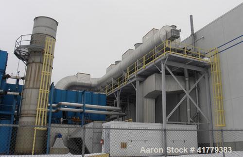 Used MEGTEC Regenerative Thermal Oxidizer with 75,000 SCFM flow volume. The MEGTEC regenerative thermal oxidizer (RTO) is equipped with 5 heat exchange towers; 10 pneumatic poppet valves; 5 purge val...